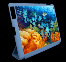 ipad magnetic cover underwater scene of blue tang fish and coral
