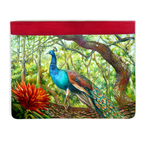 165-Peacock Perched - Leather Portfolio